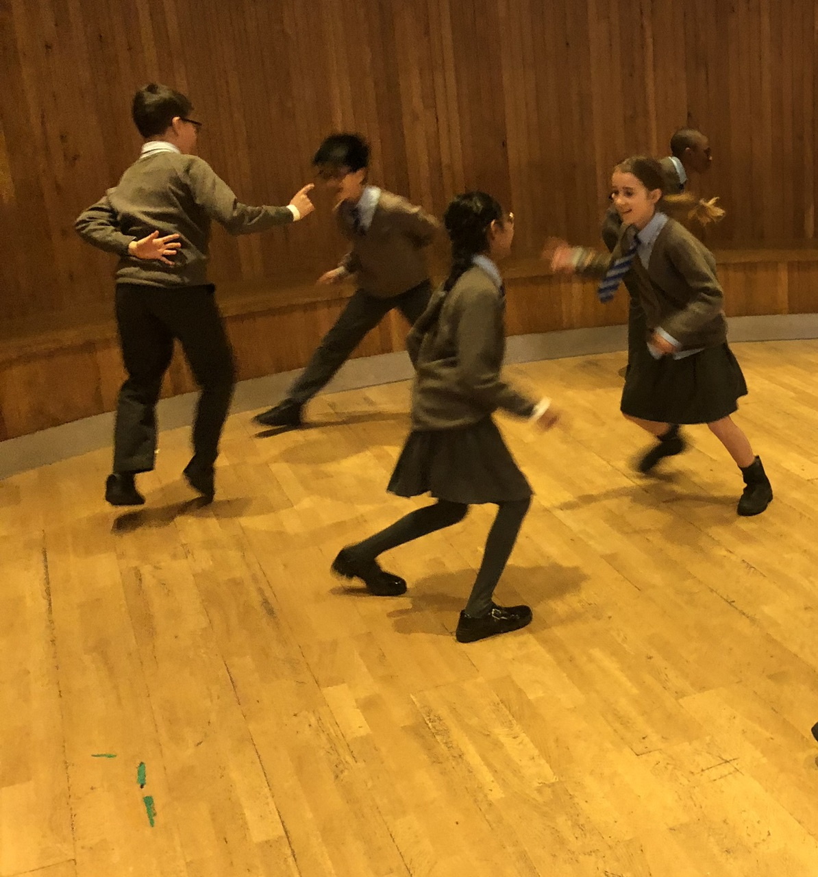 Pupils taking part in workshop at Globe Theatre