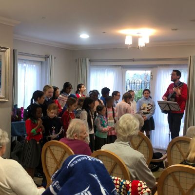 Pupils enjoyed singing to the residents of Weald Heights